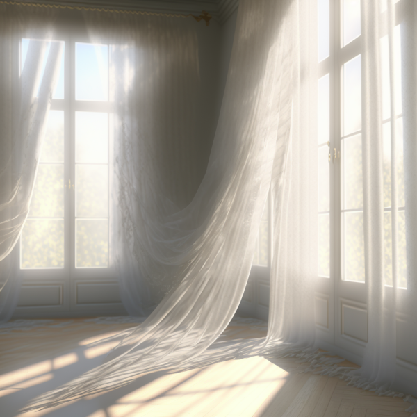 белая полупрозрачная занавеска на окне